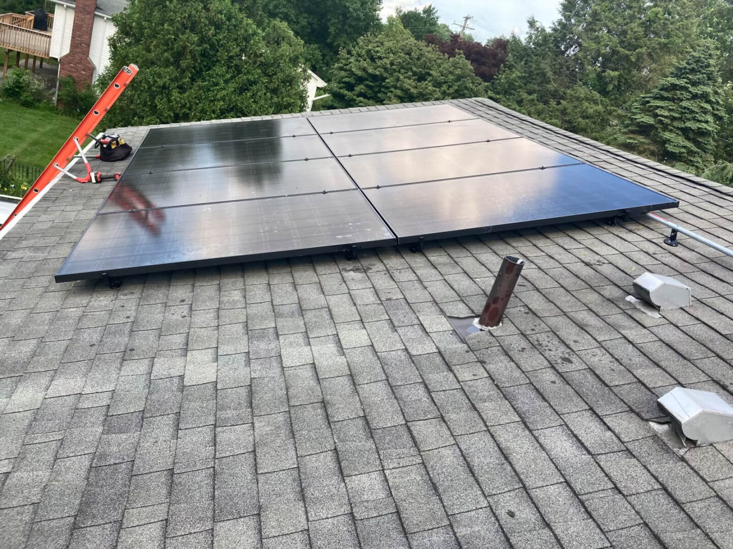 A roof with solar panels installed, capturing solar energy for the home.